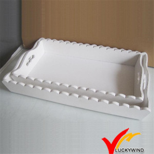Handmade Tabletop Organizer Wooden Tray with Handles